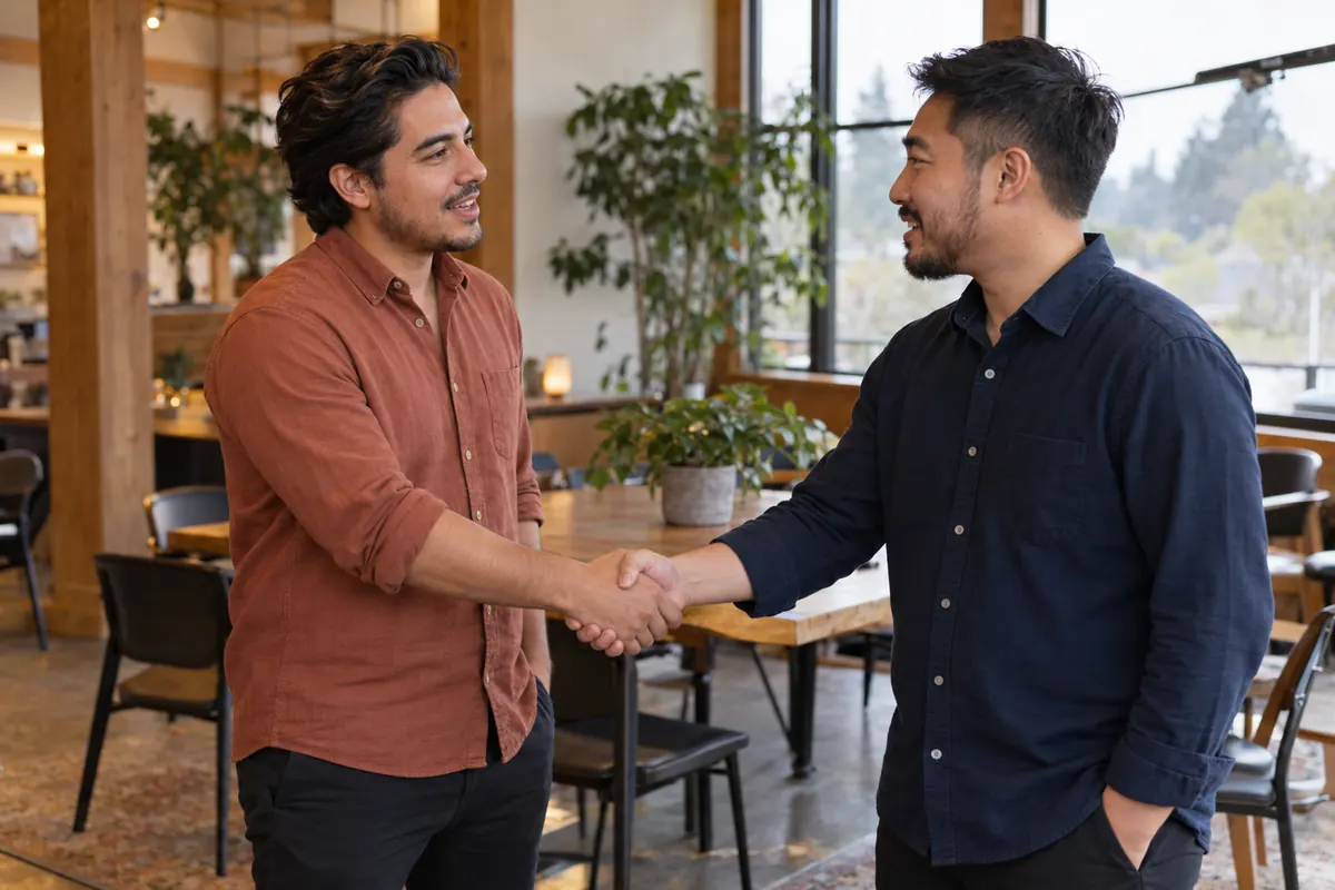 Two business owners shaking hands